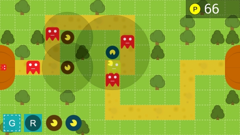 Tower defence game in progress