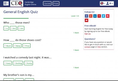 English Online general English quiz page