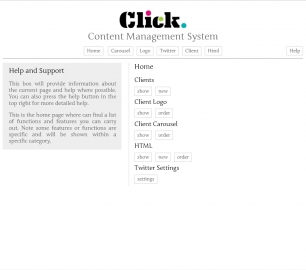 Click Research custom content management home page