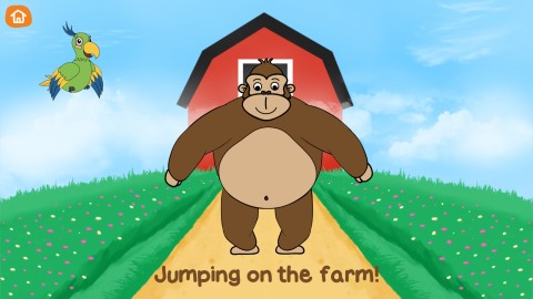 Happy English gorilla jumping